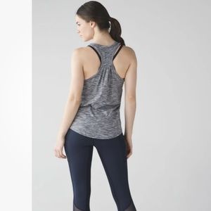 Lululemon White Black Yogi Everyday Racerback Tank Top